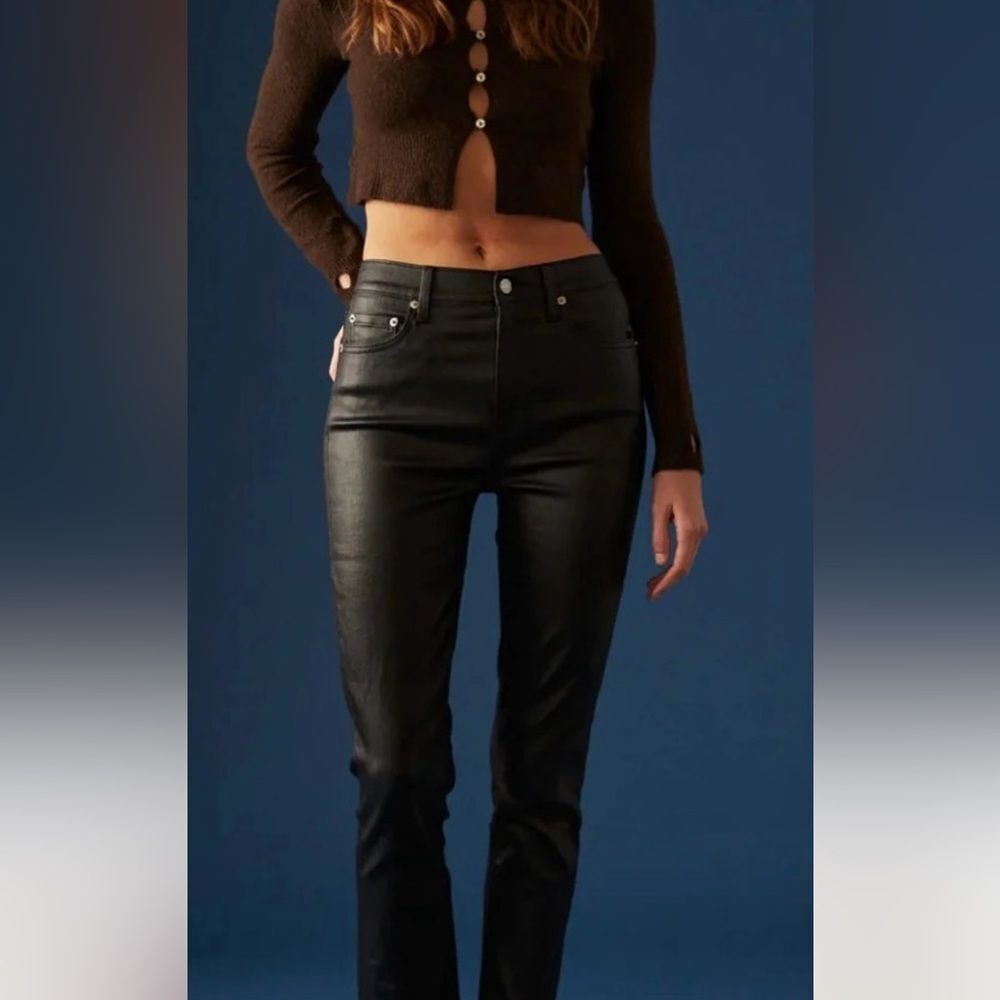 Lafayette 148 New York Thompson Black Waxed Jean Size 8